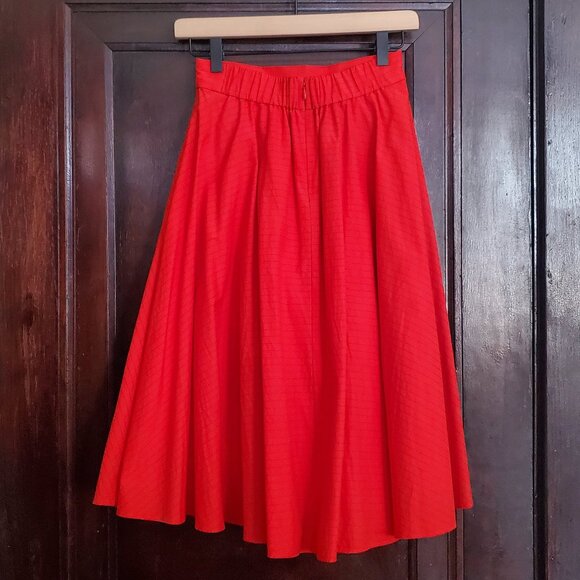Uniqlo tangerine jaquard striped skirt with pockets - Picture 2 of 7